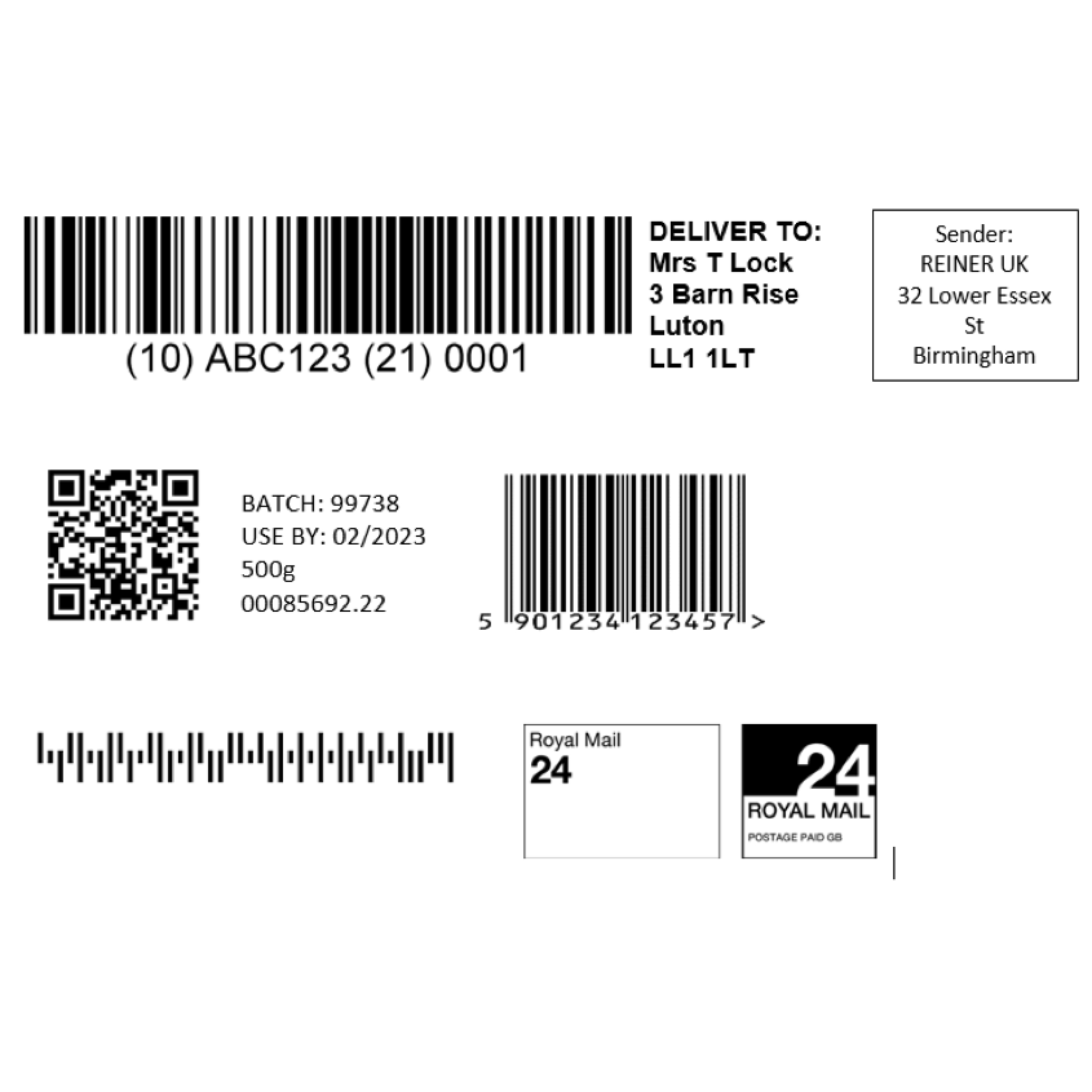 Batch codes, barcodes, QR codes & formattable text