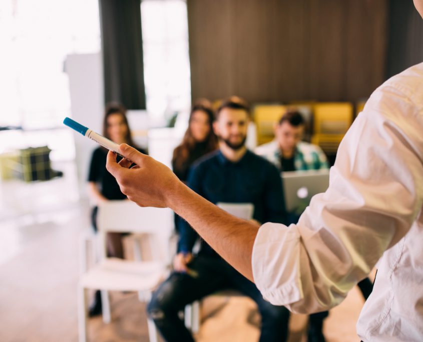 Person giving a talk or training session